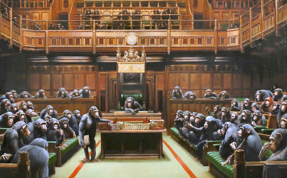 Banksys-chimpanzee-parliament