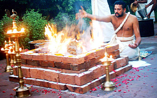 Agni-Hotri priest - Ritvik conducting the Vedic ritualistic ceremonies