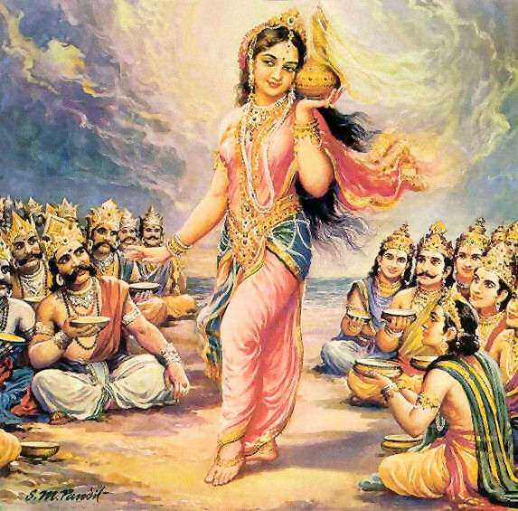 Mohini Murti deceiving the Demons by distributing nectar to the Demigods