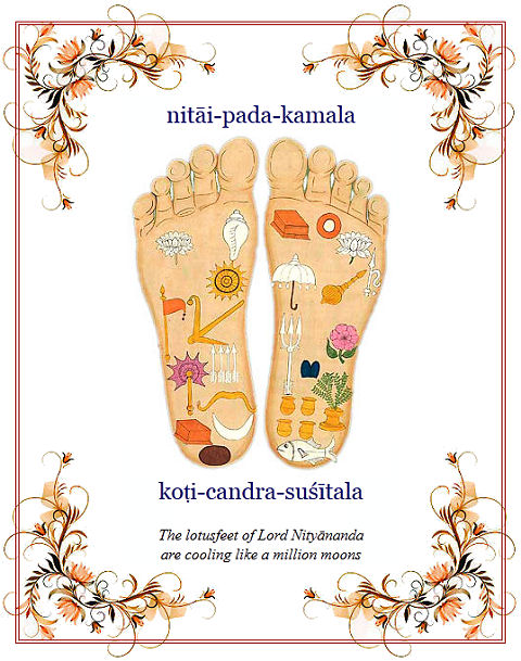 nitai pada kamala - the lotus feet of Nityananda Prabhu are cooling as millions of moons