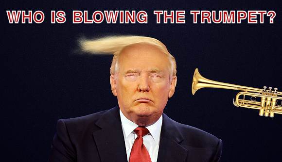 Who is blowing the trumpet?